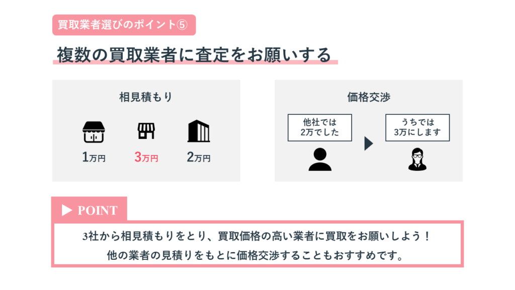 複数の買取業者に査定をお願いする